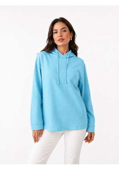Neden Tekstil Kadın Kapüşonlu Sweatshirt - Rahat Ve Şık - Mavi