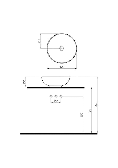 Newarc 5010 Çanak Tezgah Üstü Lavabo