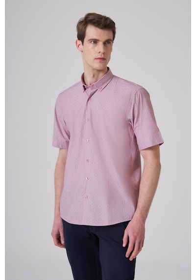 Morven Erkek Kırmızı Trend Regular Fit Düğmeli Yaka Kısa Kollu Gömlek 26ys004001550 Kırmızı
