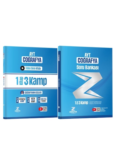 Zeduva Coğrafyanın Kodları AYT Coğrafya 1 Kitap 3 Kamp Video Ders Kitabı ve Soru Bankası Seti