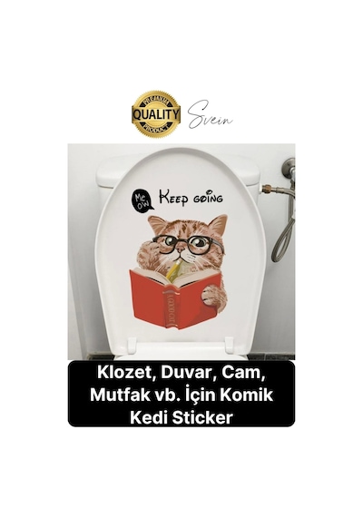 Özel Tasarım Wc Klozet İçin Komik Kedi Sticker Tuvalet Banyo Cam Duvar Yapıştırma Etiket Dekoratif Çok Renkli
