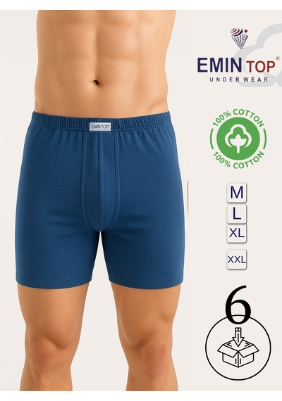 Mercan Erkek Boxer Short 6'lı - İndigo Boxer Şort Mavi