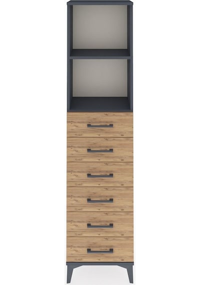 Arges Dolap 2 Raflı 6 Çekmeceli 44x30x182 Antrasit-çam Antrasit