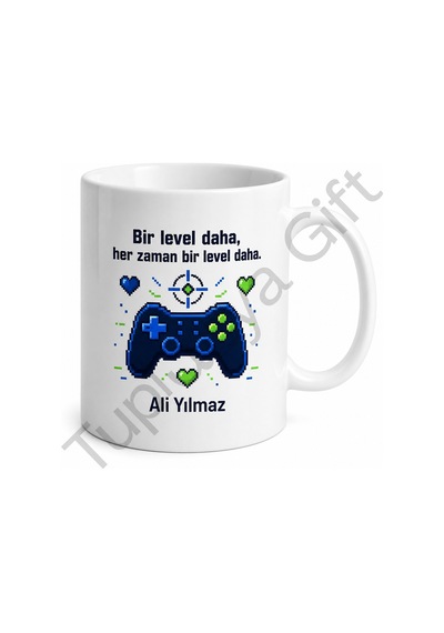 Bilgisayar Oyuncusu İçin Kişiye Özel Baskılı Kupa Bardak Gamer Hediye Beyaz / Çok Renkli