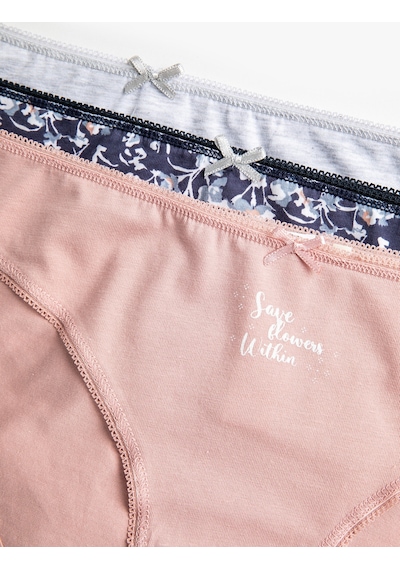 Koton Pamuklu Brief Basic Külot Seti 3'lü Pembe Desenli 2ylk38136mk