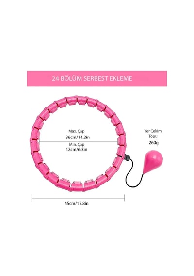 Direnç & Egzersiz Lastiği Pembe Hula Hoop Çember 24'lü Hulahoop, Egzersiz Çemberi,