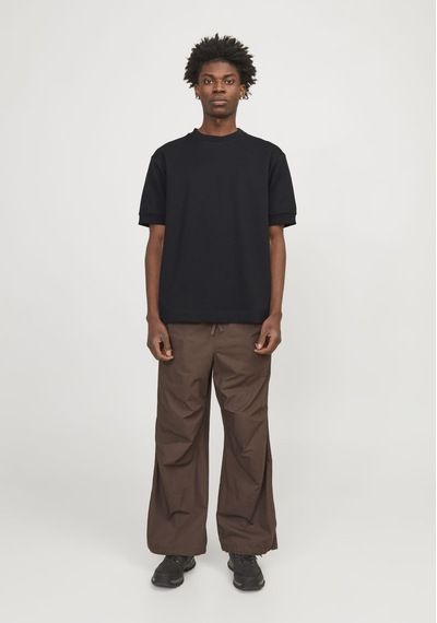 Jack & Jones Erkek Bisiklet Yaka Kısa Kollu Tişört - Deco 12253379 Black Siyah