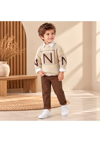 Maxx Kelın Erkek Çocuk Bej Kahverengi Desenli Triko Kazak, Gömlek Ve Pantolon 3'lü Takım 2-5 Yaş Maxx Kelın Erkek Çocuk Bej Kahverengi Desenli Triko Kazak, Gömlek Ve Pantolon 3'lü Takım 2-5 Yaş