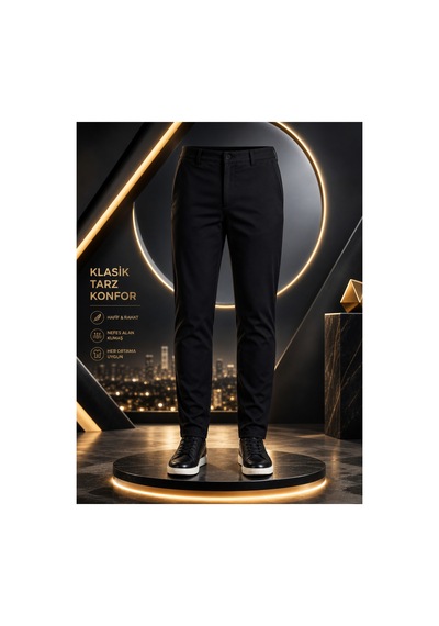 No Brand Klasik Gabardin Pantolon Siyah Siyah