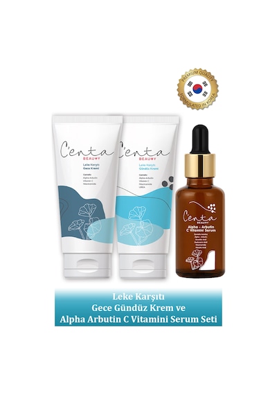 C'enta Beauty Leke Karşıtı Gece Bakım Kremi 50 ML + Gündüz Kremi 50 ML + Vitamin C Serum 30 ML