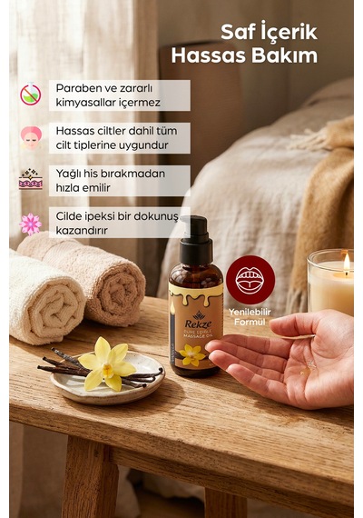 Vanilyalı Aromaterapi Yenilebilir Rahatlatıcı Doğal Masaj Yağı 100 Ml - 635851321