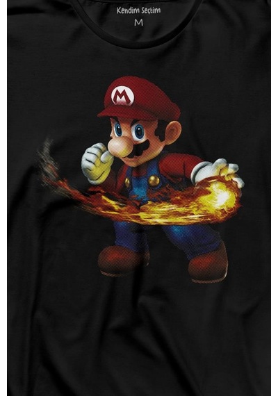 Ateş Çıkaran Super Mario Smash Bros Oyun Uzun Kollu Tişört Baskılı T-shirt 001