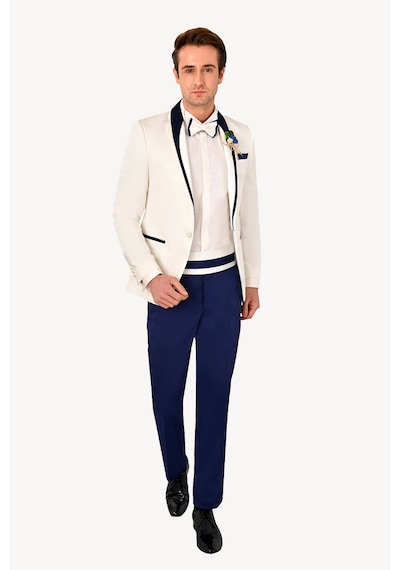 Ysf Erkek Krem Mono Yaka Slim Fit Damatlık