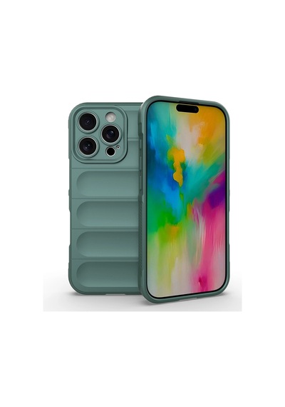 Apple Uyumlu iPad iPhone 16 Pro Max Kılıf Esnek Tpu Oyuklu Arka Yüzey Tasarımlı Zore Etnik Silikon Kapak Koyu Yeşil