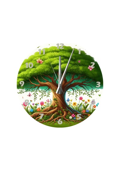 Ti-play Hayat Ağacı 30x30cm Akrilik Dekoratif Modern Duvar Saati ÇOk Renkli