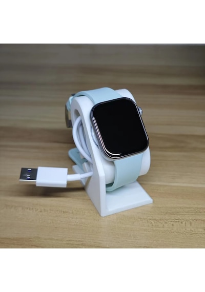 Hw Fit 4 / Fit 4 Pro / Watch 5 Uyumlu Akıllı Saat Masaüstü Şarj Standı & Kablo Tutucu - Beyaz