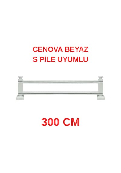Cenova S Pile Ve Perde Düğmesi Uyumlu Çetray Çift Raylı Modern Ahşap Rustik Beyaz 300 Cm Beyaz
