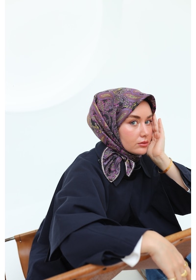 Silk Home Twill İpek Eşarp 11455-16 Siyah, Gümüş, Funda Pembe, Sarı