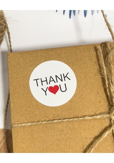 Thank You Yazılı Yuvarlak Yapışkanlı Sticker Set 4 x 4 CM 106 Adet