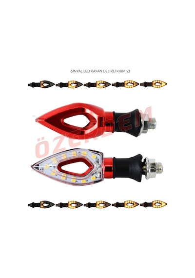 Motosiklet Sinyal Led Kayan Delikli Kırmızı 1 Çift