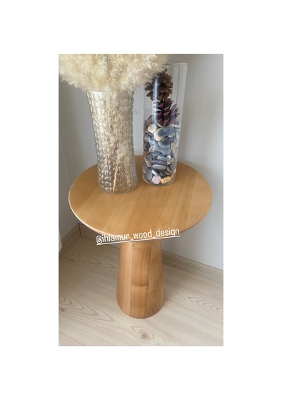 Ihlamur Wood Design Tek Adet Vernikli Mantar Sehpa Ahşap