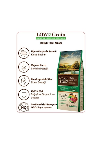 Sam's Field Junior Hypo Allergenic Kuzu Etli Düşük Tahıllı Büyük Irk Yavru Köpek Maması 2500 G