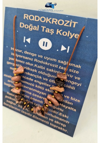 Sertifikalı Rodokrozit Taşı Tasarım Kolye Ayarlanabilir Orijinal Doğal Taş Çok Fonksiyonlu Kolye Çok REnkli