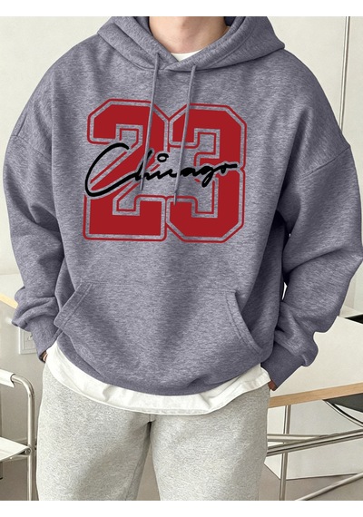 Startmore Startmorechicago Number 23 Yaratıcılık Baskı Erkek Kapüşonlular Yumuşak High Street Top Spor Hip Hop T Gri
