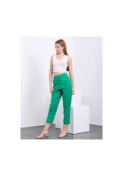 Winmoda34 Kadın Pensli Havuç Kumaş Pantolon Yeşil
