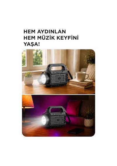Torima GTS-2227 Bluetooth 5.0 Güneş Panelli Projektör El Fenerli Kablosuz Speaker