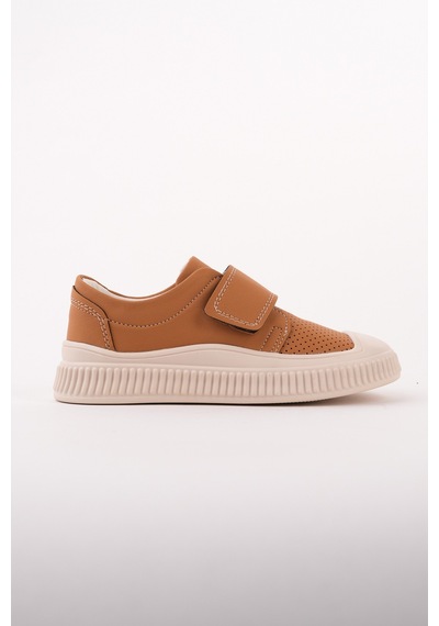 Muggo Rony Cırtlı Delikli Günlük Nefes Alabilen Unisex Çocuk Sneaker Spor Ayakkabı Taba