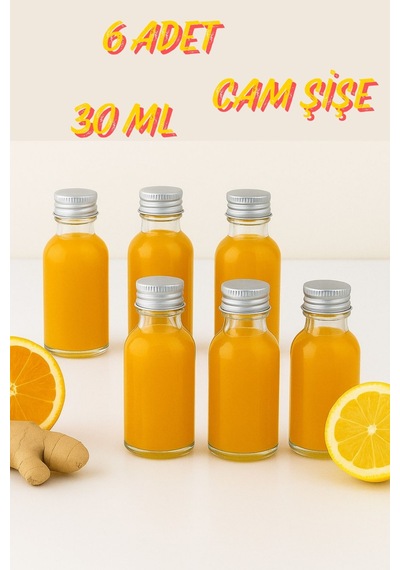 Rotanev 6 Adet Şeffaf Cam Shot Şişesi Sızdırmaz Gümüş Metal Kapaklı Kolonya Koku Süs Çok Amaçlı Şişe 30ml