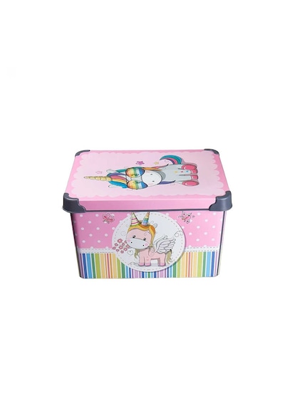 Style Box Retro Unicorn Desenli 20 L Dekoratif Oyuncak Ve Saklama Kutusu Pembe