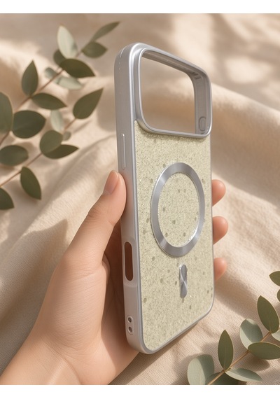 İphone 17/18 Promax Ortak Uyumlu Simli Magsafe Özellikli Kılıf Altın Gümüş