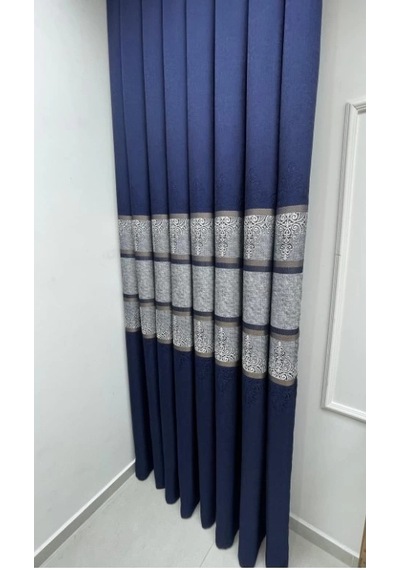 Nivemeshome Ft672069 V-530 Funda Lacivert 1/3 Sık Pileli Fon Perde Apm 80x250