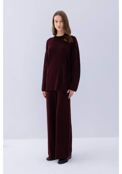 DeFacto Triko Pantolon Regular Fit Beli Lastikli Cepli Düz Basic Düz Paça D7511AX24WNBR171