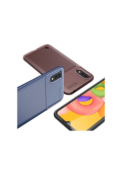 Galaxy A01 Kılıf Zore Negro Silikon Kapak Kahverengi