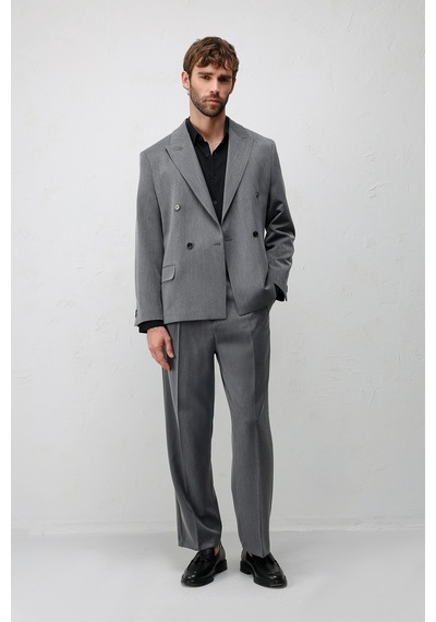 Antioch Relax Fit Kruvaze Erkek Blazer Ceket Gri