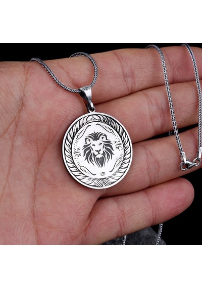 Tesbihsepetim 925 Ayar Gümüş Kral Aslan Model Kolye