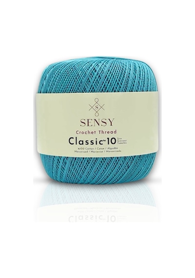 Sensy Classic 10 Tığ İpi 100% Merserize Pamuk Örgü İpi, Dantel İpi, Giza Mısır Pamuğu Bebe Mavisi