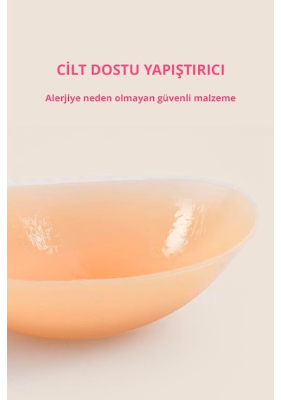 Cottonhill Silikon Göğüs Ucu Kapatıcı Straplez Yapışkanlı Görünmez Sütyen Bej