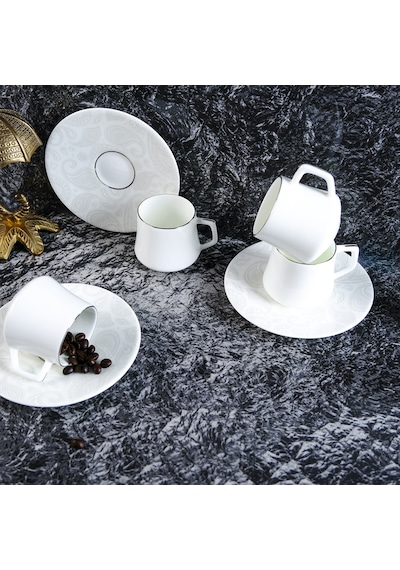 Evaliza Paisley White 6 Kişilik Kahve Fincan Takımı 80 Ml Çok Renkli