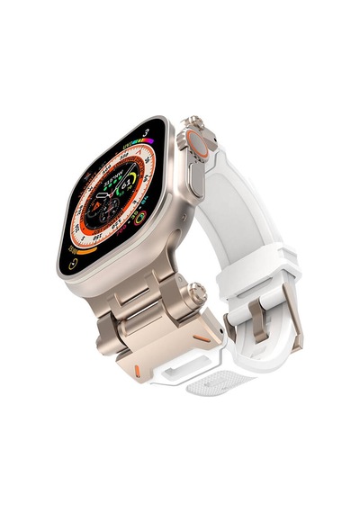 Watch Ultra 49mm Clo Krd-108 Metal Başlıklı Silikon Kordon-starlight White