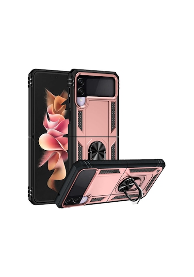 Galaxy Z Flip 3 Kilif Zore Vega Yüzüklü Standli Zirh Kilif 526699717