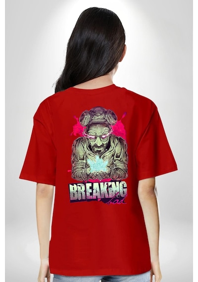 Breaking Bad Kırmızı Oversize Kadın Erkek Ön Ve Sırt Baskılı Tişört Kırmızı