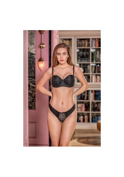 Ang Butik Kadın Gallipoli 31541 Bayan Sütyen Ve Slip Takım siyah