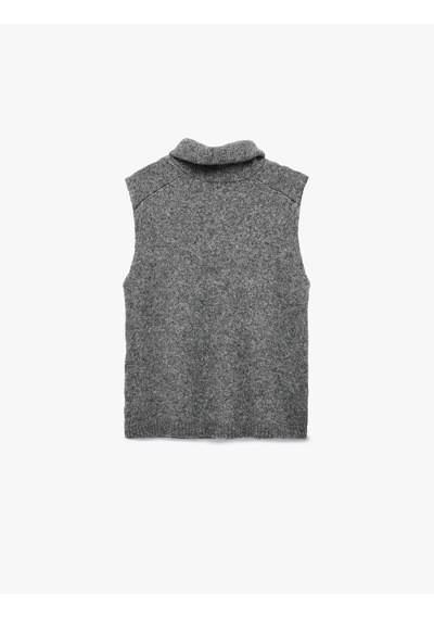 Koton Koton X Sibil Çetinkaya - Aksesuar Detaylı Balıkçı Yaka Oversize Süveter Gri 6wak20091ht