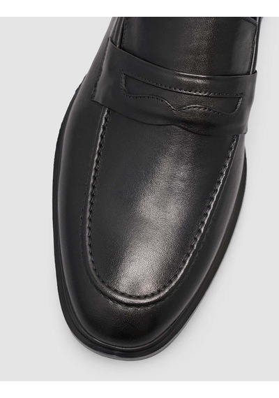 Cabani Hakiki Deri Erkek Siyah Loafer Siyah
