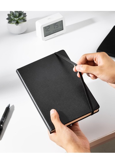 Deri Kaplı A5 120 Yp 70g Defter Kareli Siyah-mavi Çok Renkli