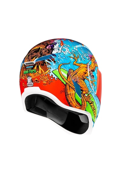 Icon Airform Dino Fury Mıps Kapalı Motosiklet Kaskı Mavi Yeşil Turuncu Mavi - Yeşil
